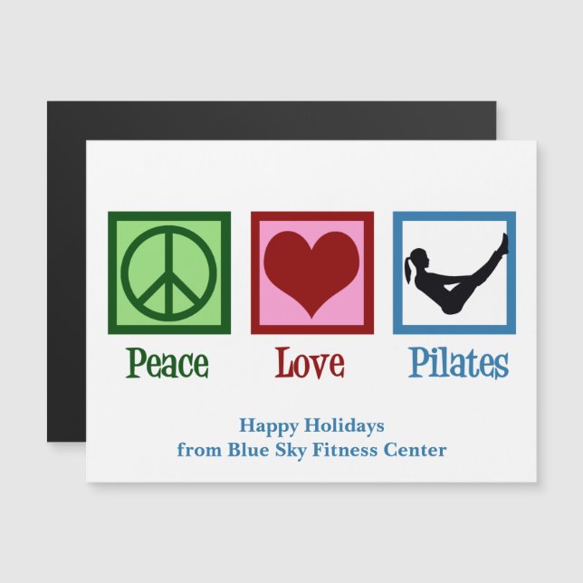 Peace Love Pilates Custom Christmas Magnet Card (Front/Back)