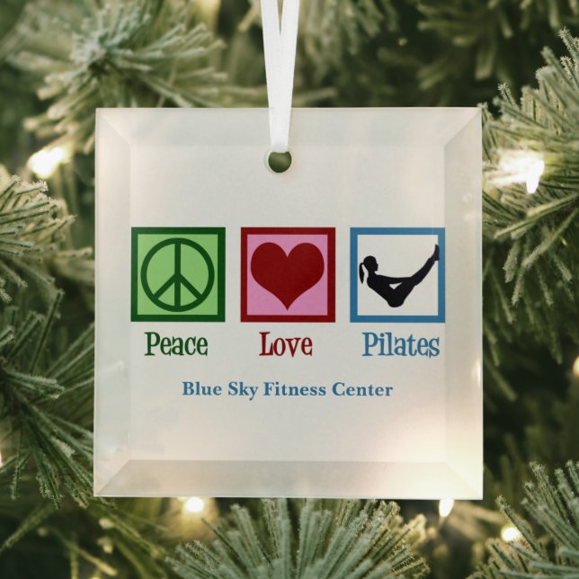 Peace Love Pilates Cute Custom Christmas Glass Tree Decoration (Insitu)