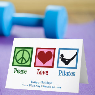 Peace Love Pilates Cute Custom Studio Holiday Card