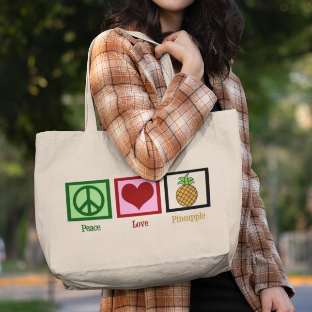 Peace Love Pineapple Large Tote Bag (Creator Uploaded)