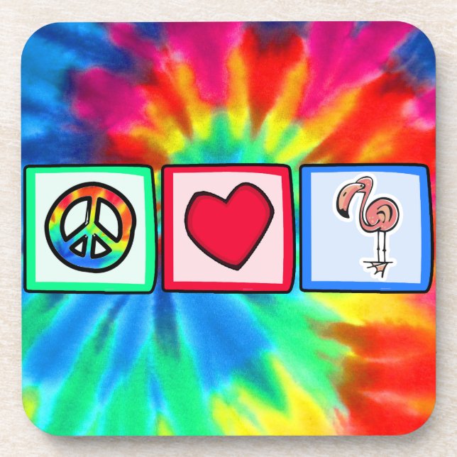 Peace, Love, Pink Flamingos Coaster (Front)