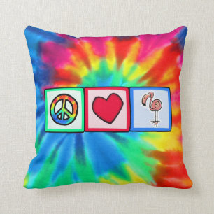 Peace, Love, Pink Flamingos Cushion