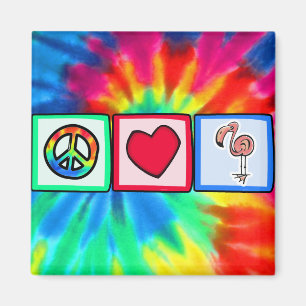 Peace, Love, Pink Flamingos Magnet