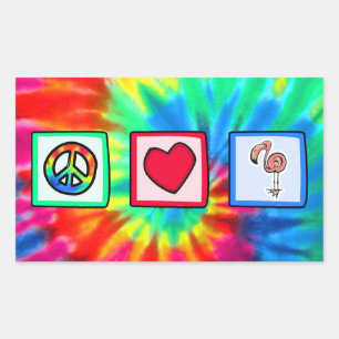 Peace, Love, Pink Flamingos Rectangular Sticker