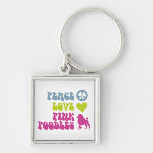 Peace Love Pink Poodles key chain, customise Ring