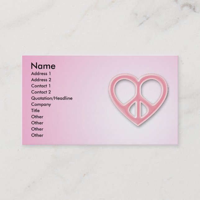 Peace & Love Pink Profile Card (Front)