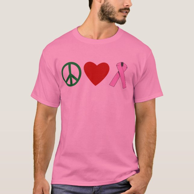 Peace Love Pink Ribbon T shirts, Mugs T-Shirt (Front)