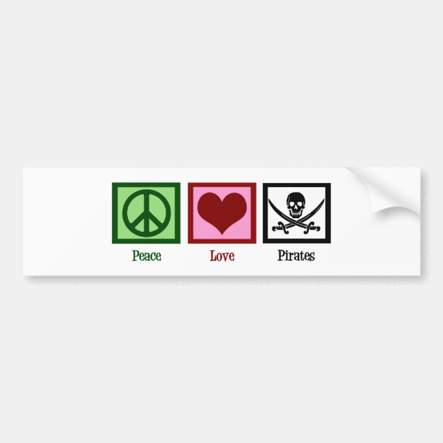 Peace Love Pirates Bumper Sticker (Front)
