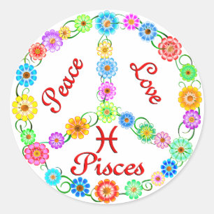 Peace Love Pisces Classic Round Sticker