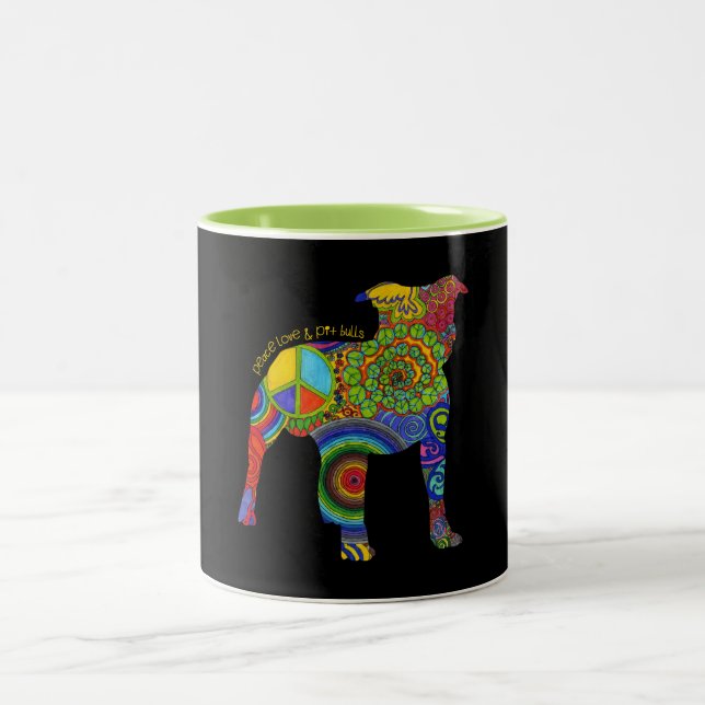 "Peace Love & Pit Bulls" Pop Art Mug (Center)