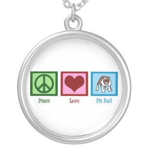 Peace Love Pit Bulls Silver Plated Necklace