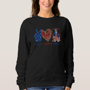 Peace Love Pitbull Dog Patriotic America Flag 4th  Sweatshirt