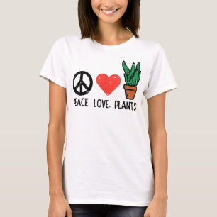 Peace Love Plants Gardening Hippie Gardener Men Wo T-Shirt
