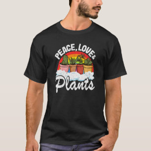 Peace Love & Plants Retro Rainbow Landscaper Plant T-Shirt
