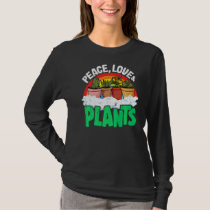 Peace Love & Plants Retro Rainbow Succulents Plant T-Shirt