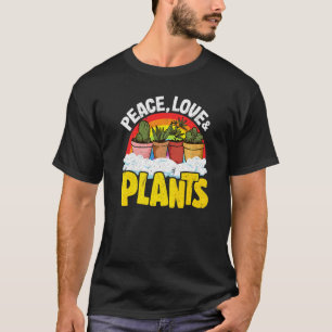 Peace Love & Plants Retro Rainbow Succulents Plant T-Shirt