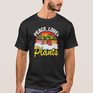 Peace Love & Plants Retro Rainbow Succulents Plant T-Shirt