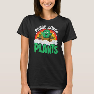 Peace Love & Plants Retro Rainbow Succulents Plant T-Shirt