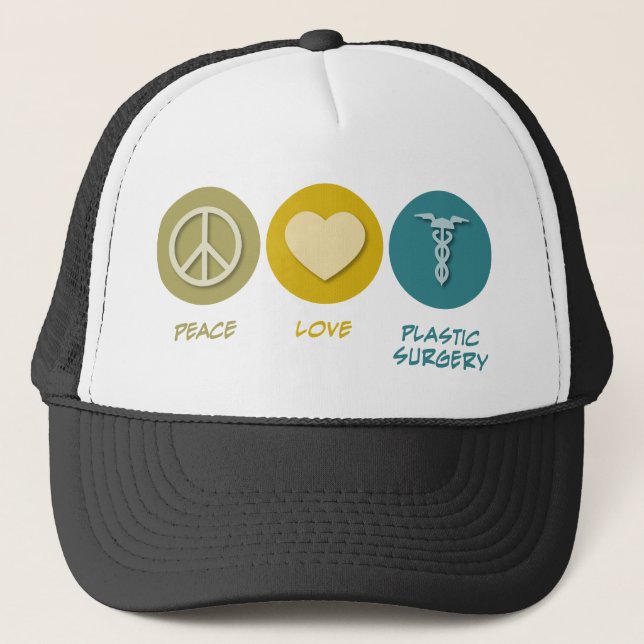 Peace Love Plastic Surgery Trucker Hat (Front)