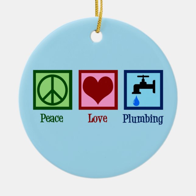 Peace Love Plumbing Ceramic Tree Decoration (Front)