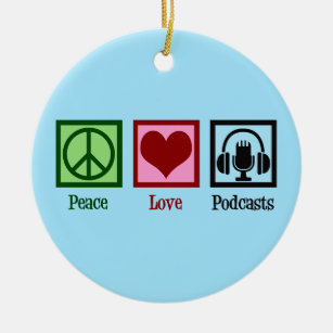 Peace Love Podcasts Ceramic Tree Decoration