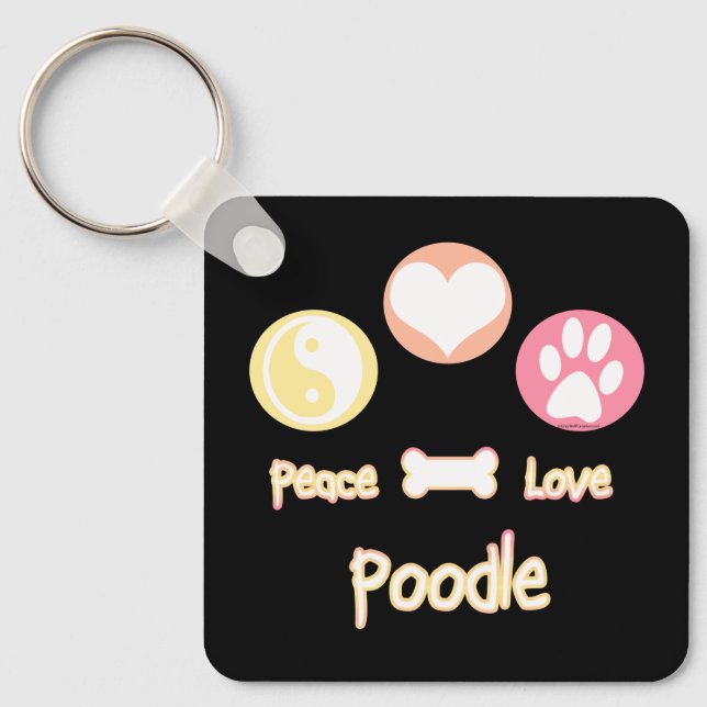 Peace Love Poodle Key Ring (Front)