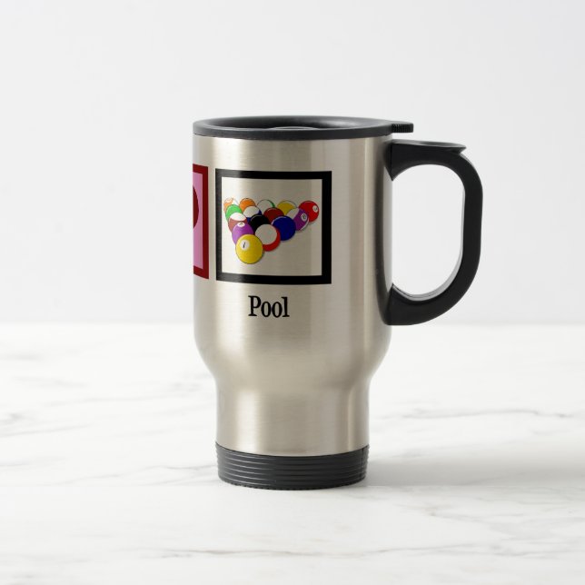 Peace Love Pool | Cool Billiards Travel Mug (Right)