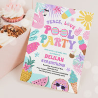 Peace Love Pool Party Groovy Summer Pool Birthday