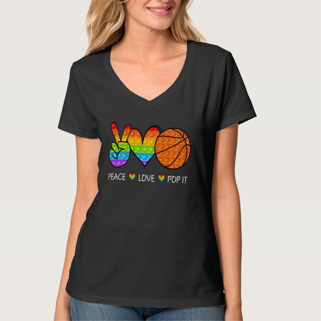 Peace Love Pop It Basketball Fidget T-Shirt (Front)