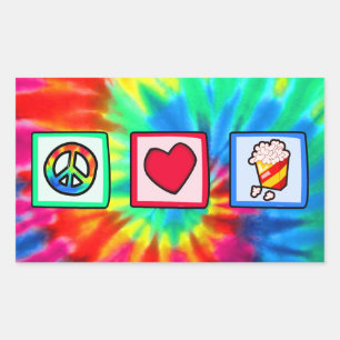 Peace, Love, Popcorn Rectangular Sticker
