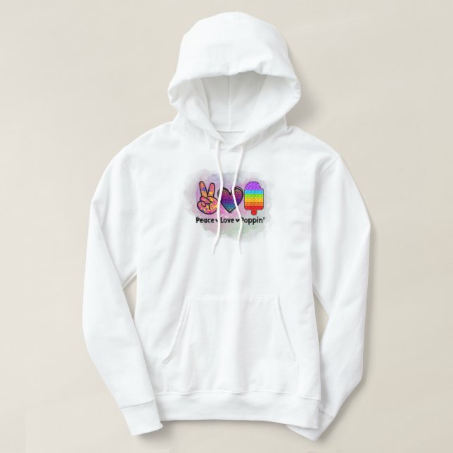 Peace Love Poppin' Tie Dye Push Fidget Toy  Hoodie (Design Front)