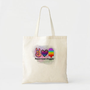 Peace Love Poppin' Tie Dye Push Fidget Toy  Tote Bag