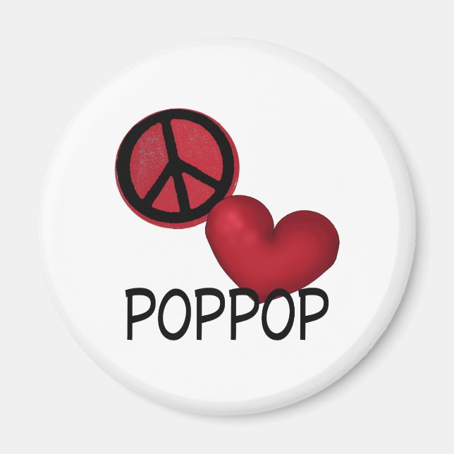Peace Love PopPop Magnet (Front)