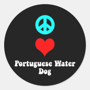 Peace love Portuguese Water Dog Classic Round Sticker