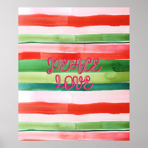 Peace Love Poster - Paint Stripes