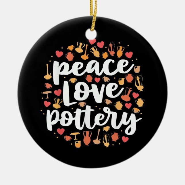 Peace Love Pottery Ceramic Tree Decoration (Front)