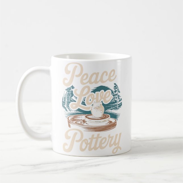 Peace Love Pottery Coffee Mug (Left)