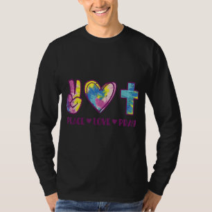 Peace Love Pray God Jesus Christian Hippie Men Wom T-Shirt