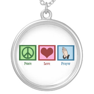 Peace Love Prayer Silver Plated Necklace
