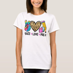 Peace Love Pre-K Leopard Tie Dye Back To School T-Shirt