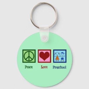 Peace Love Preschool Teacher Key Ring
