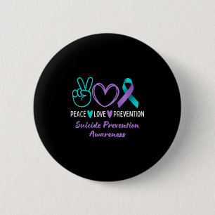 Peace Love Prevention Suicide Awareness Teal Purpl 6 Cm Round Badge