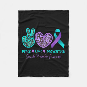 Peace Love Prevention Suicide Awareness Teal Purpl Fleece Blanket