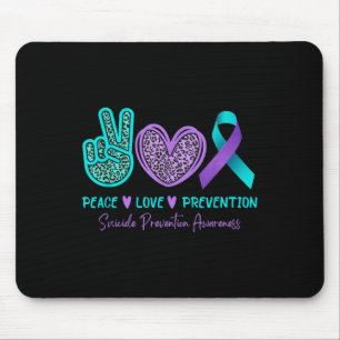 Peace Love Prevention Suicide Awareness Teal Purpl Mouse Pad