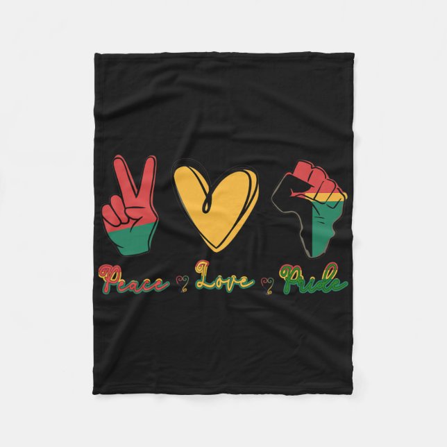 Peace Love Pride I'm Black History Month  Fleece Blanket (Front)