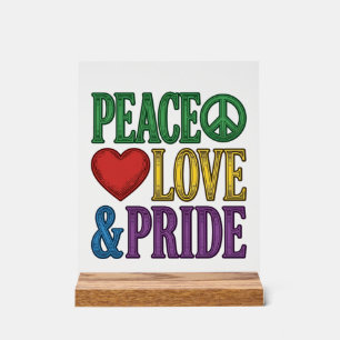 Peace Love Pride Vintage Engraving Vector Design_1 Acrylic Sign