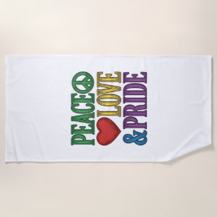 Peace Love Pride Vintage Engraving Vector Design_1 Beach Towel