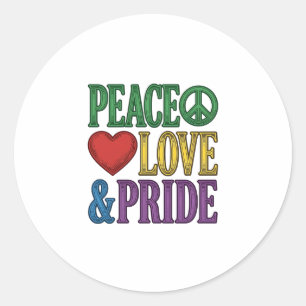 Peace Love Pride Vintage Engraving Vector Design_1 Classic Round Sticker