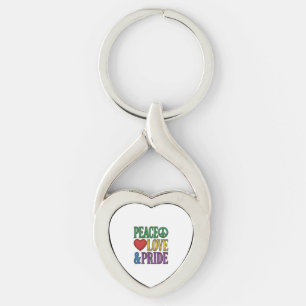 Peace Love Pride Vintage Engraving Vector Design_1 Key Ring