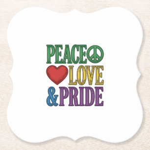 Peace Love Pride Vintage Engraving Vector Design_1 Paper Coaster